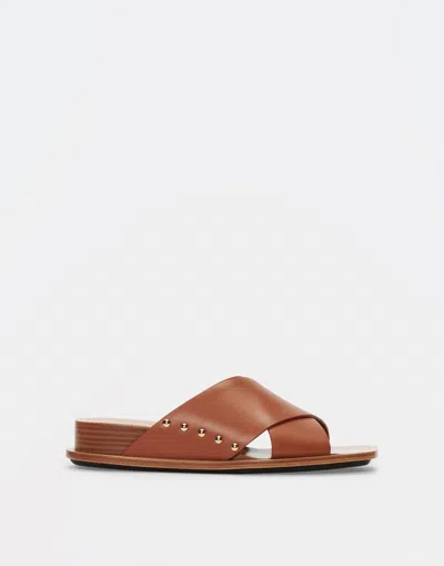 Fabiana Filippi Stud-detailed Leather Slides In Sacher