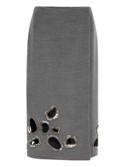 FABIANA FILIPPI CRYSTAL-EMBELLISHED CUT-OUT SKIRT