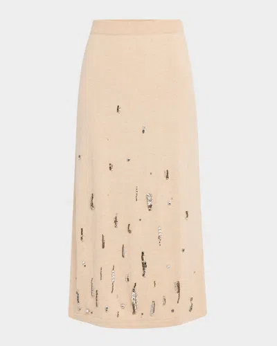 Fabiana Filippi Crystal-embellished Knit Midi Skirt In Neutral