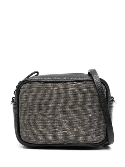 Fabiana Filippi Crystal-embellished Leather Crossbody Bag In Black