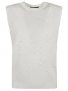 Fabiana Filippi Crystal Embellished Sleeveless Sweater In White