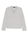 Fabiana Filippi Crystal-embellished V-neck T-shirt In Gray