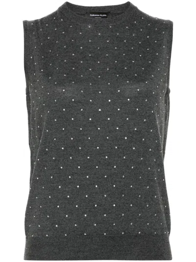 Fabiana Filippi Crystal-embellished Vest In Grey