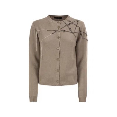 Fabiana Filippi Crystal-embellished Embroidered Cardigan In Brown