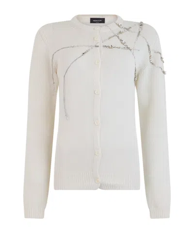 Fabiana Filippi Crystal-embellished Embroidered Cardigan In White