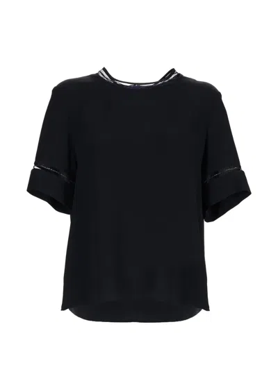 Fabiana Filippi Neutrals Transparent Details Acetate-silk Top In Black