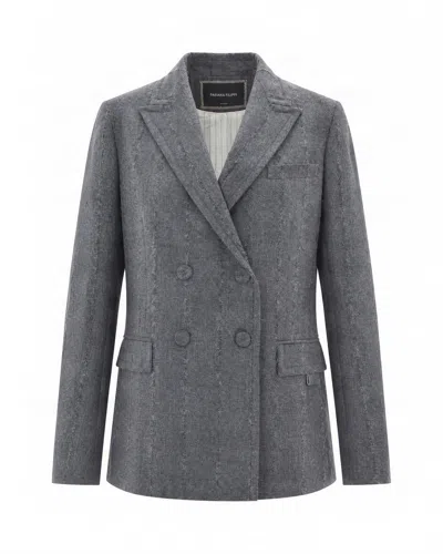 Fabiana Filippi Dark Grey Double-breasted Virgin Wool Blazer In Gray