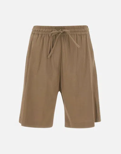 FABIANA FILIPPI FABIANA FILIPPI DAZZY COCOA LINEN BLEND ELASTIC SHORTS