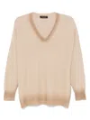Fabiana Filippi Deep V-neck Beige Sweatshirt With Relaxed Fit In Neutral