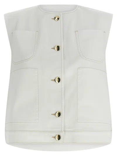 Fabiana Filippi Denim Knit Sleeveless Vest Round Neck In White