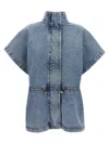 Fabiana Filippi Marbled Denim Cape With Adjustable Drawstring
