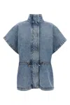 Fabiana Filippi Marbled Denim Cape With Adjustable Drawstring