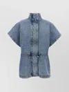 Fabiana Filippi Marbled Denim Cape With Adjustable Drawstring