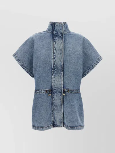 FABIANA FILIPPI DENIM CAPE ELASTIC WAISTBAND