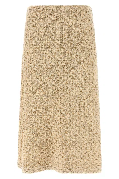 Fabiana Filippi Denim Look Tweed Skirt High Waist In Brown