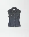Fabiana Filippi Button-up Denim Gilet In Vintage Blue