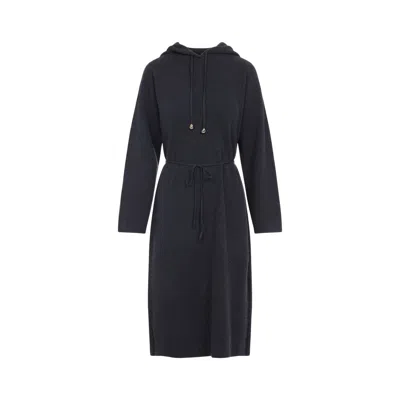Fabiana Filippi Hooded Ankle-length Dress With Ribbed Silk Blend In Gray