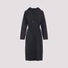 Fabiana Filippi Hooded Ankle-length Dress With Ribbed Silk Blend In Blue