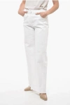 FABIANA FILIPPI DENIM PALAZZO PANTS WITH FRINGED BOTTOM