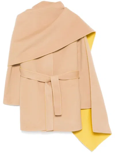 Fabiana Filippi Detachable-cape Coat In Neutrals