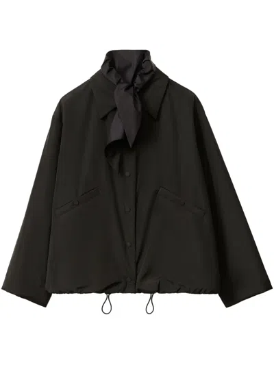 Fabiana Filippi Detachable-foulard Taffeta Jacket In Black