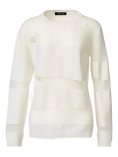 Fabiana Filippi Diagonal-insert Long-sleeves Sweater In White
