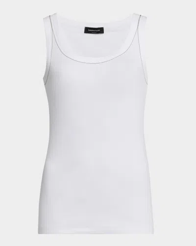 Fabiana Filippi Diamante-trim Ribbed Jersey Tank In Bianco Ottico