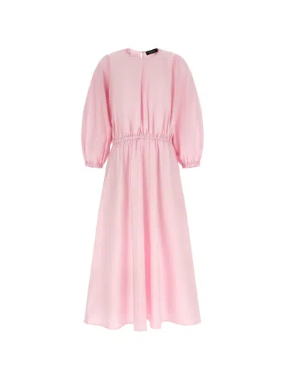 Fabiana Filippi Diamond Thread Dress Puff Sleeves Midi In Pink