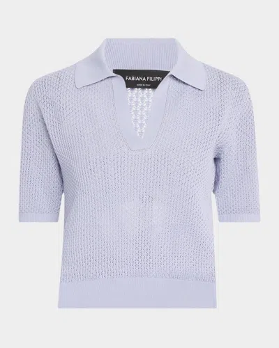 Fabiana Filippi Diamond Mesh Cotton Polo In Malva