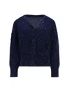 Fabiana Filippi Sequined Embroidered Cardigan In Blu Notte