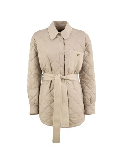 Fabiana Filippi Diamond-quilted Belted Jacket In Neutrals
