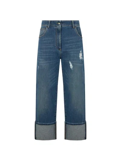 Fabiana Filippi Distressed Cuffed Jeans In Blue