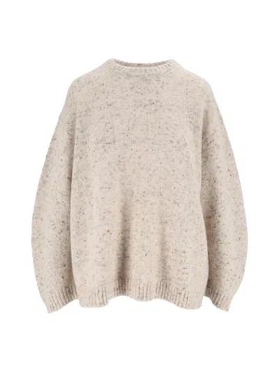 Fabiana Filippi Donegal Lurex Crew Neck Oversize Sweater In Neutral