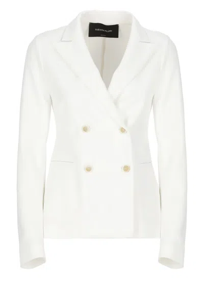 Fabiana Filippi Double-breasted Blazer With Peak Lapel In White