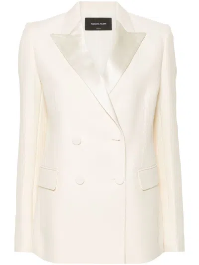 Fabiana Filippi Double-breasted Crepe Blazer In Neutrals