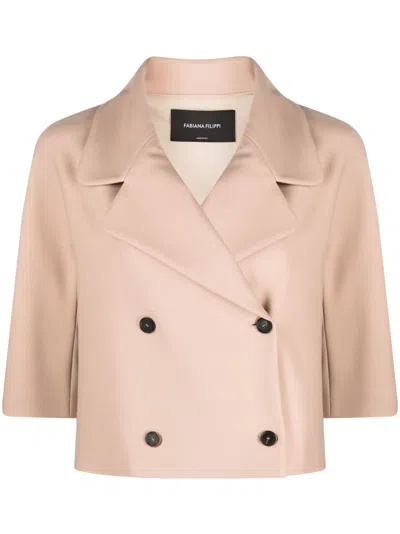 Fabiana Filippi Double-breasted Cropped Jacket In Neutrals