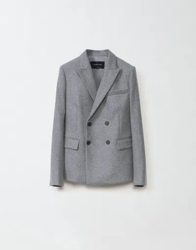 Fabiana Filippi Double-breasted Flannel Jacket In Grey