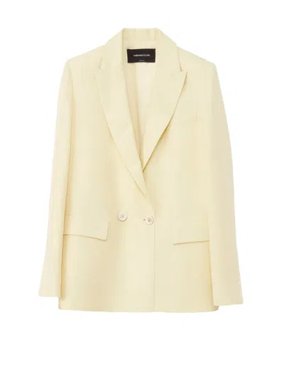 FABIANA FILIPPI DOUBLE-BREASTED JACKET IN LINEN AND VISCOSE BLEND