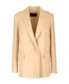 Fabiana Filippi Linen Double-breasted Blazer In Nude
