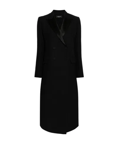Fabiana Filippi Double-breasted Long-sleeved Coat In Black