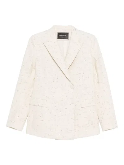 Fabiana Filippi Double-breasted Textured Blazer In White