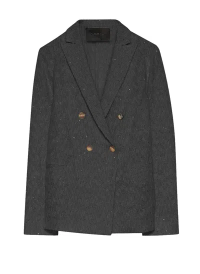 Fabiana Filippi Double Breasted Tweed Blazer In Black
