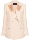 Fabiana Filippi Double-breasted Wool-blend Blazer In Pink