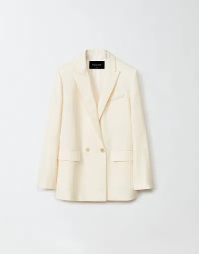Fabiana Filippi Double-breasted Wool Twill Jacket In Black