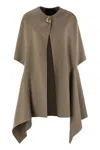 Fabiana Filippi Double Cashemere Coat With Jewelled Button In Brown