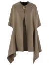 Fabiana Filippi Double Cashemere Coat With Jewelled Button In Brown