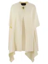Fabiana Filippi Double Cashemere Coat With Jewelled Button In Neutral