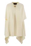 Fabiana Filippi Double Cashemere Coat With Jewelled Button In Neutral