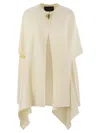 Fabiana Filippi Double Cashemere Coat With Jewelled Button In White