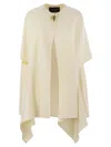 Fabiana Filippi Double Cashemere Coat With Jewelled Button In White
